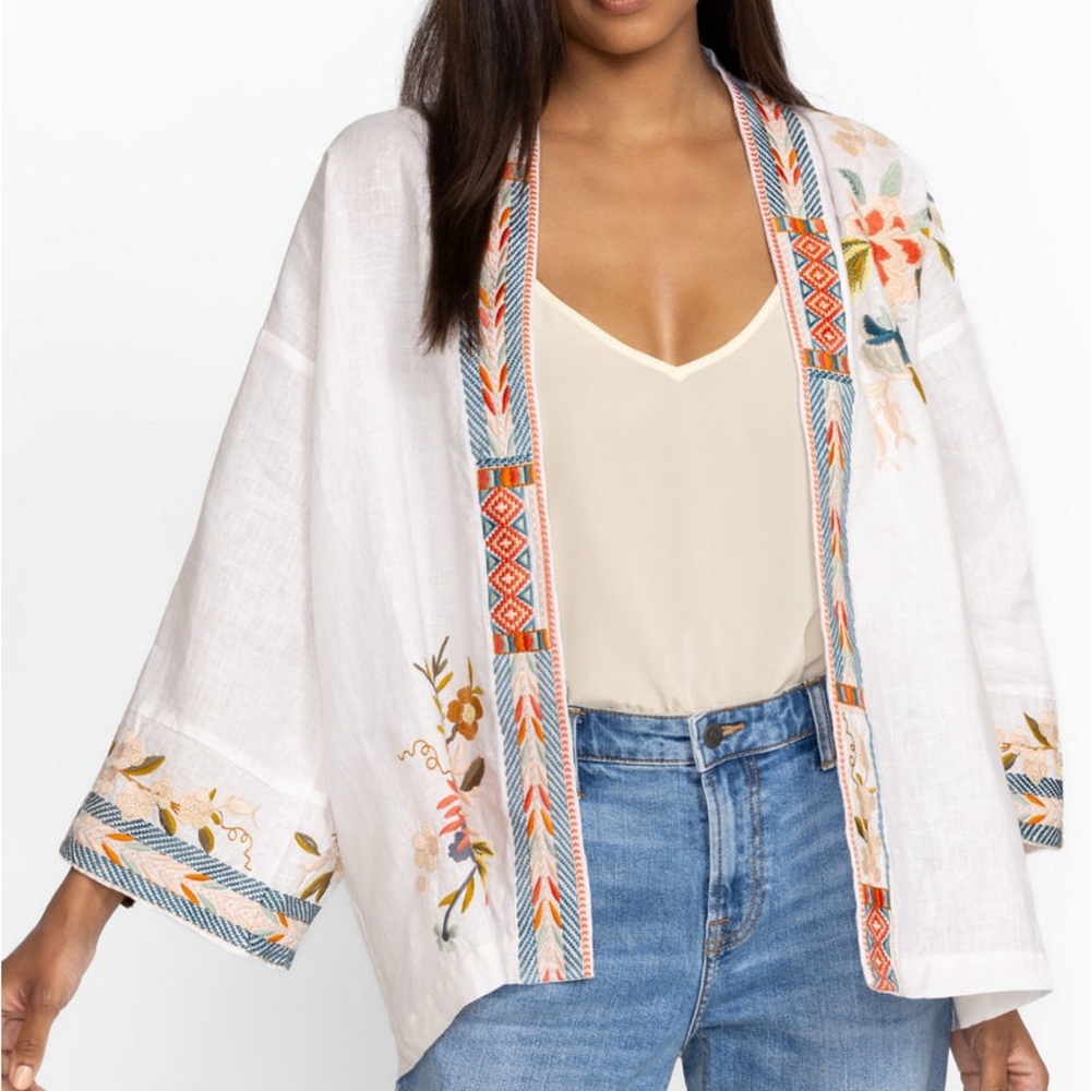 Johnny Was heavily embroidered CERETTI LINEN KIMONO/JACKET RARE - Picture 2 of 10